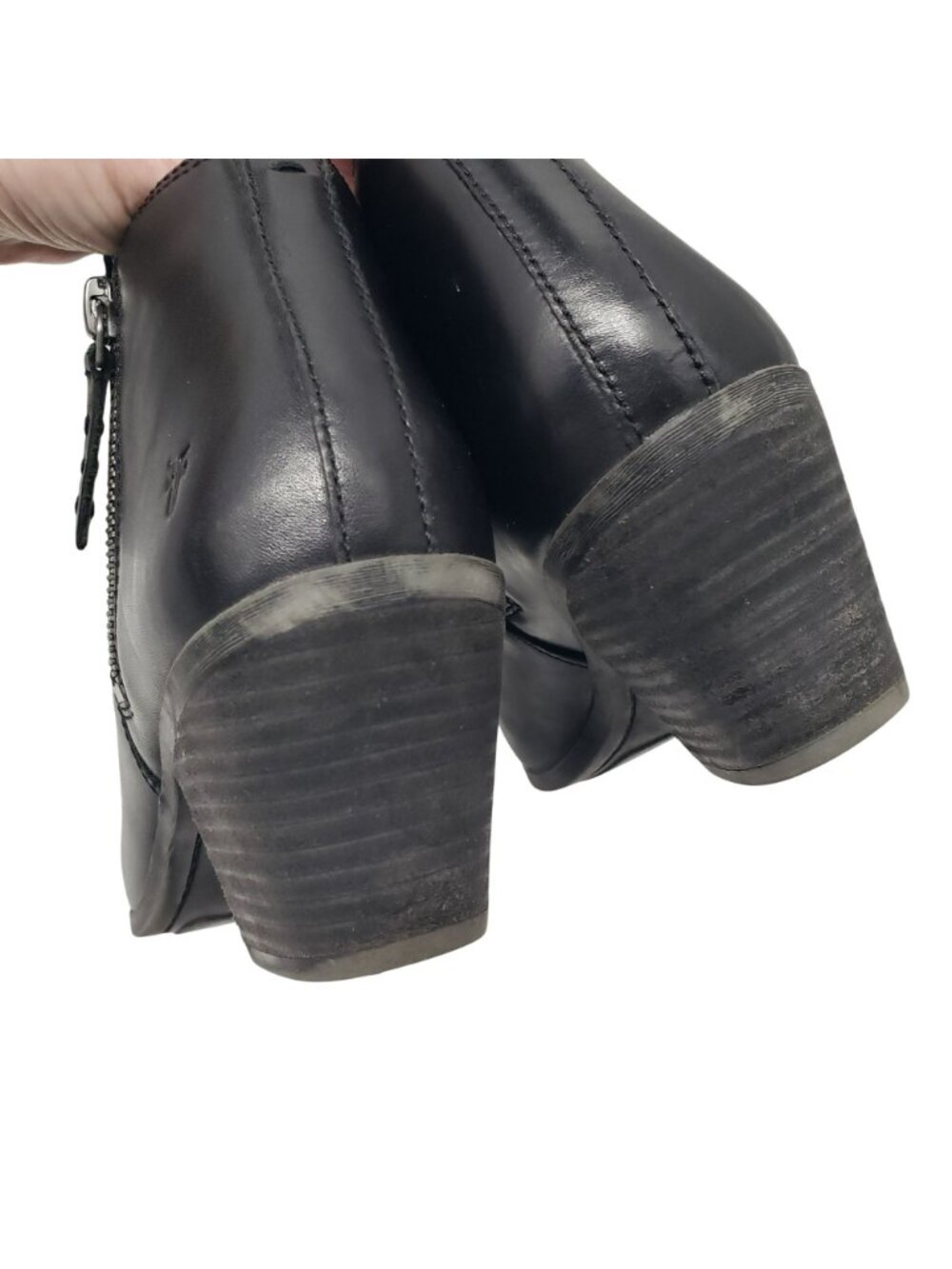 FRYE Leather Ankle Booties Side Zipper Womens 6.5 Black Brown Fall Boho Western - Picture 12 of 15